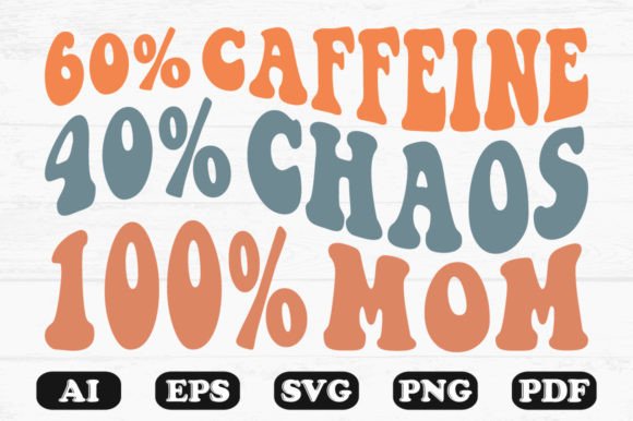 Mom Lover Coffee Retro Wavy Svg T-shir Graphics in Crafts